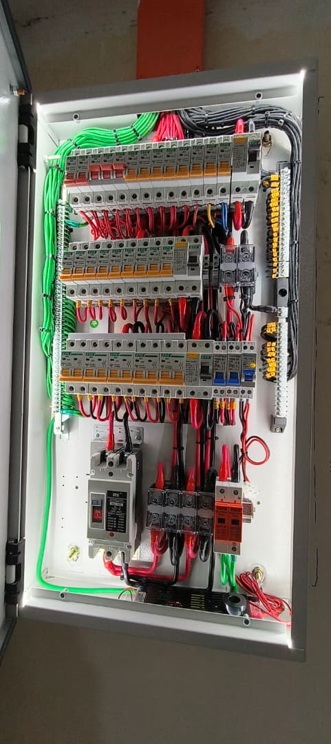 Industrial DB box with breakers and neat wiring