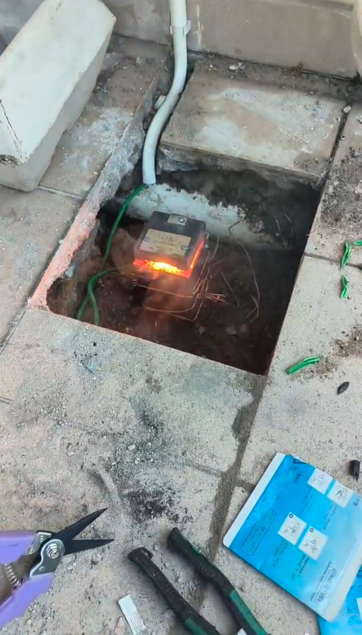 Exothermic welding earthing pit